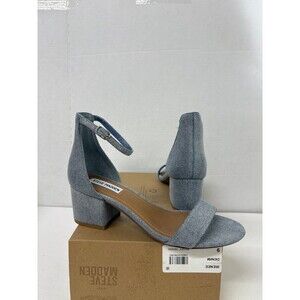 Steve Madden Irenee Denim Round Open Toe Ankle Strap Casual Block Heel Sandal 9M